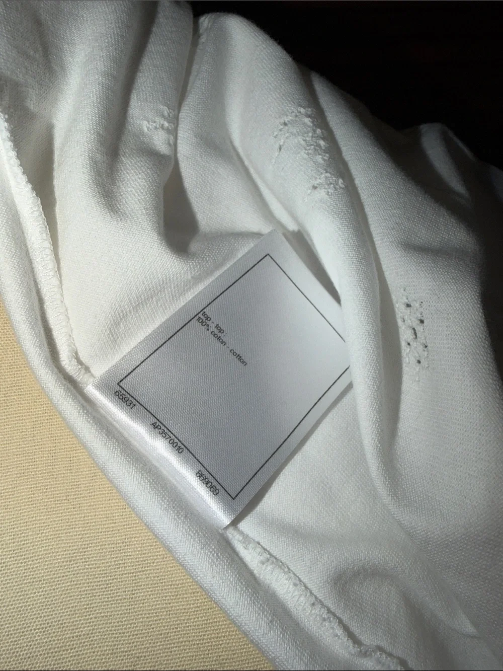 CHANEL White Cotton Eyelet Scoop Neck Tank
